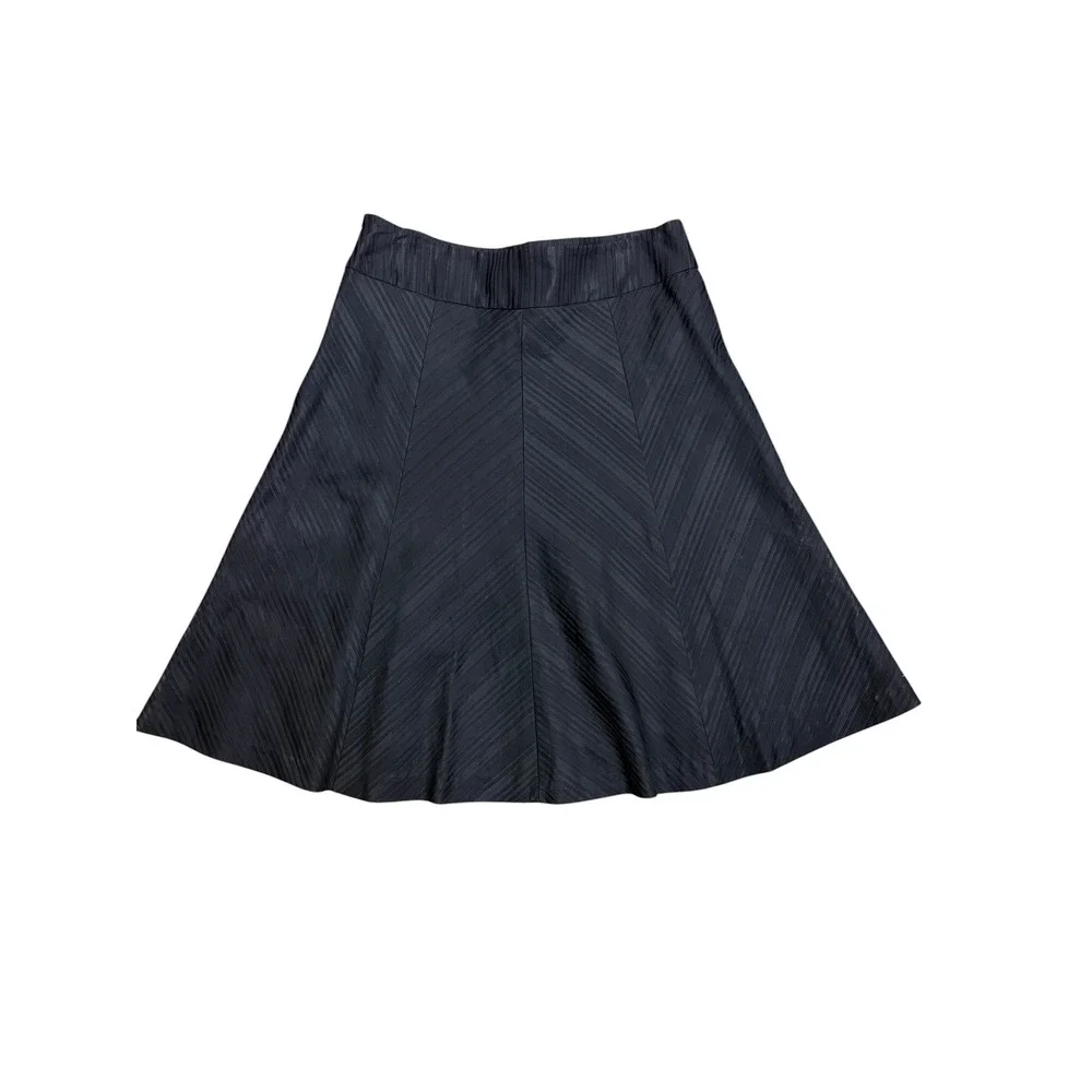 Trina Turk Los Angeles Black Diagonal Pleated A-Line Skirt Size 6